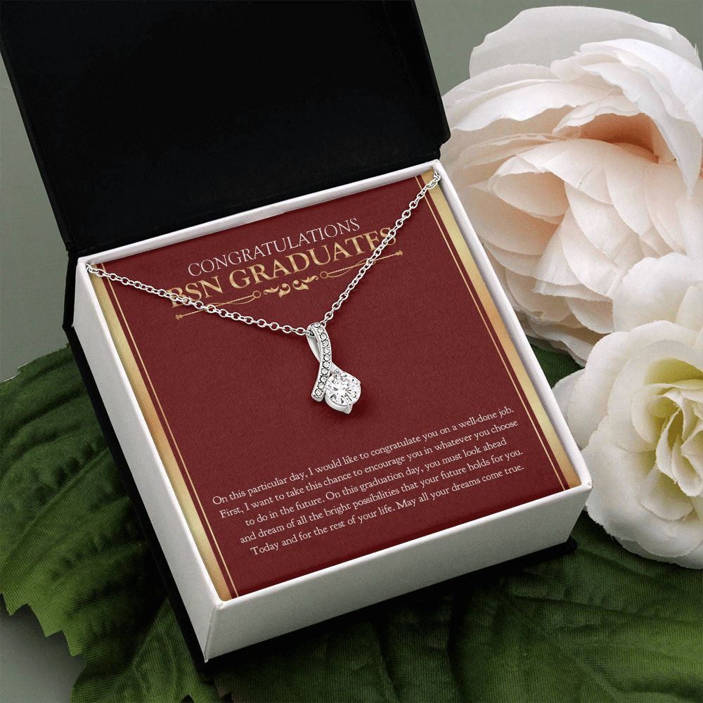 "Dreams Come True" BSN Graduation Necklace Gift From Mom Dad Teachers Bestfriend Family Alluring Beauty Pendant Jewelry Box