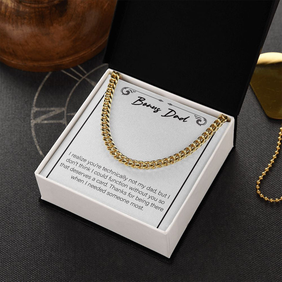 "Couldn't Function Without You" Bonus Dad Necklace Gift From Daughter Son Cuban Link Chain Jewelry Box Birthday Christmas Thanksgiving New Year