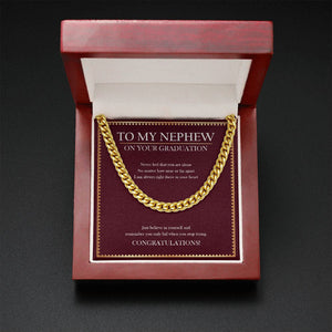 "Near Or Far Apart" Nephew Graduation Necklace Gift  From Uncle Aunt Cuban Link Chain Jewelry Box