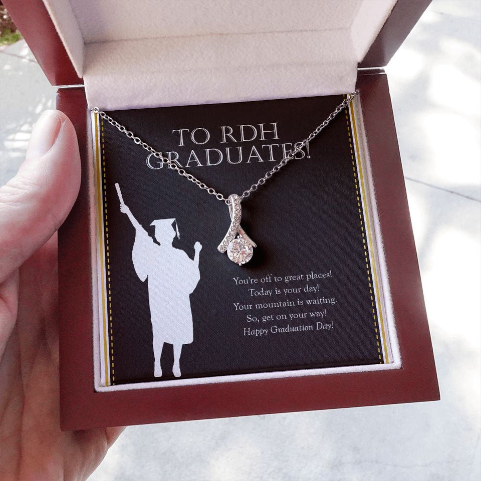 "Get On Your Way" Registered Dental Hygienist Graduation Necklace Gift From Mom Dad Grandma Grandpa Teacher Professor Classmate Alluring Beauty Pendant Jewelry Box