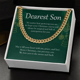 "Will Always Be Magical" Son Christmas Necklace Gift From Mom Dad Cuban Link Chain Jewelry Box