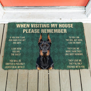 3D Please Remember Doberman Pinscher Dogs House Rules Doormat