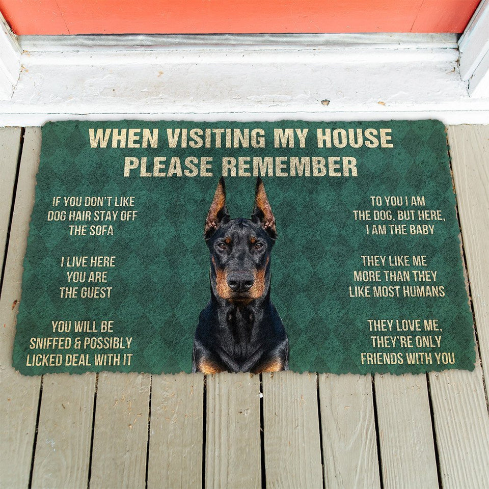 3D Please Remember Doberman Pinscher Dogs House Rules Doormat