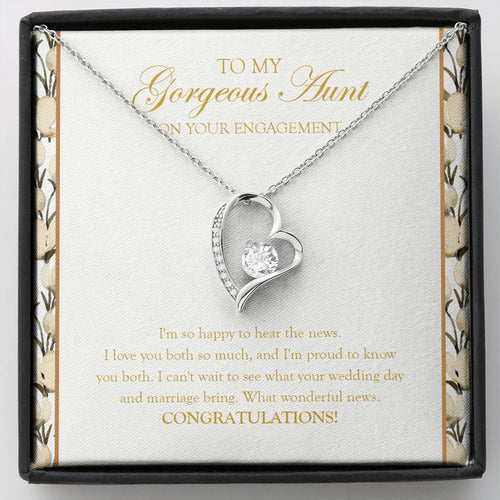 "Can't Wait To See" Gorgeous Aunt Engagement Necklace Gift From Nephew Niece Forever Love Pendant Jewelry Box