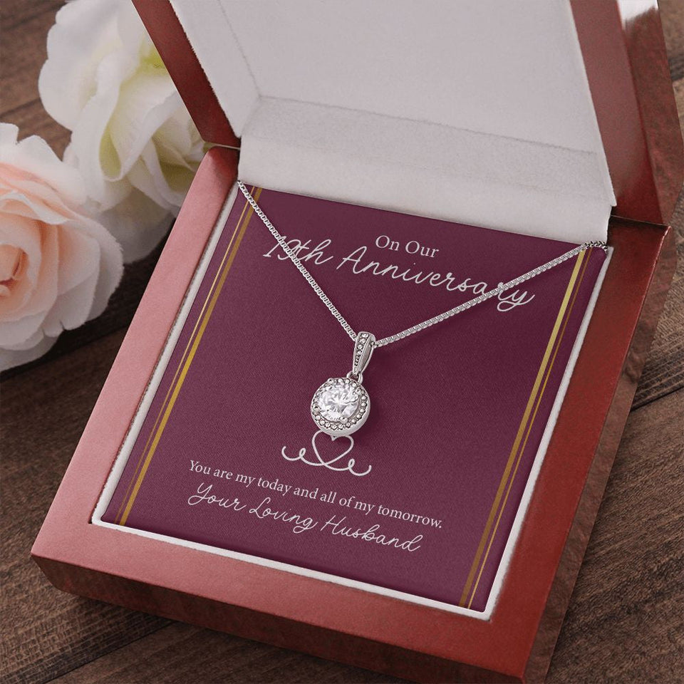 "My Tomorrow" Wife 19th Wedding Anniversary Necklace Gift From Husband Eternal Hope Pendant Jewelry Box