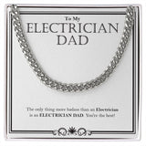 "More Badass" Electrician Dad Necklace Gift From Daughter Son Cuban Link Chain Jewelry Box Birthday Christmas Valentines