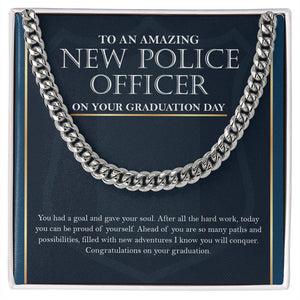 "Gave Your Soul" Amazing New Police Officer Graduation Necklace Gift From Mom Dad Grandparents Bestfriend Cuban Link Chain Jewelry Box