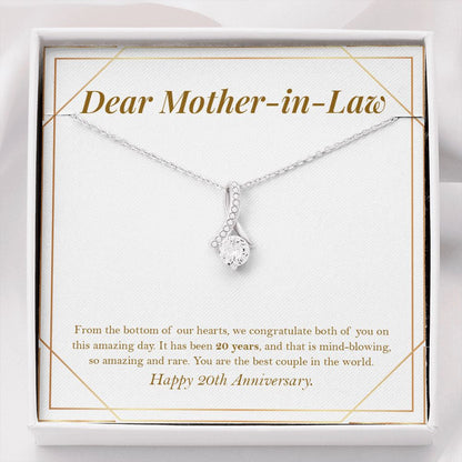 "Mind Blowing 20 Years" Mother In Law 20th Wedding Anniversary Necklace Gift From Son-In-Law Daughter-In-Law Alluring Beauty Pendant Jewelry Box