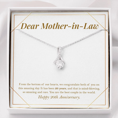 "Mind Blowing 20 Years" Mother In Law 20th Wedding Anniversary Necklace Gift From Son-In-Law Daughter-In-Law Alluring Beauty Pendant Jewelry Box