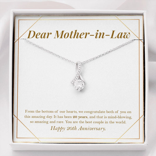 "Mind Blowing 20 Years" Mother In Law 20th Wedding Anniversary Necklace Gift From Son-In-Law Daughter-In-Law Alluring Beauty Pendant Jewelry Box