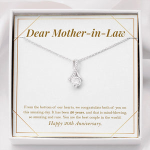 "Mind Blowing 20 Years" Mother In Law 20th Wedding Anniversary Necklace Gift From Son-In-Law Daughter-In-Law Alluring Beauty Pendant Jewelry Box