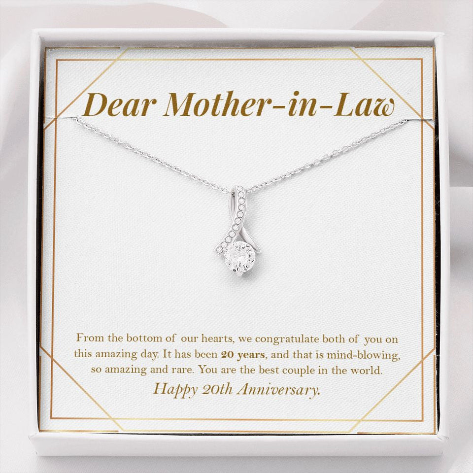 "Mind Blowing 20 Years" Mother In Law 20th Wedding Anniversary Necklace Gift From Son-In-Law Daughter-In-Law Alluring Beauty Pendant Jewelry Box