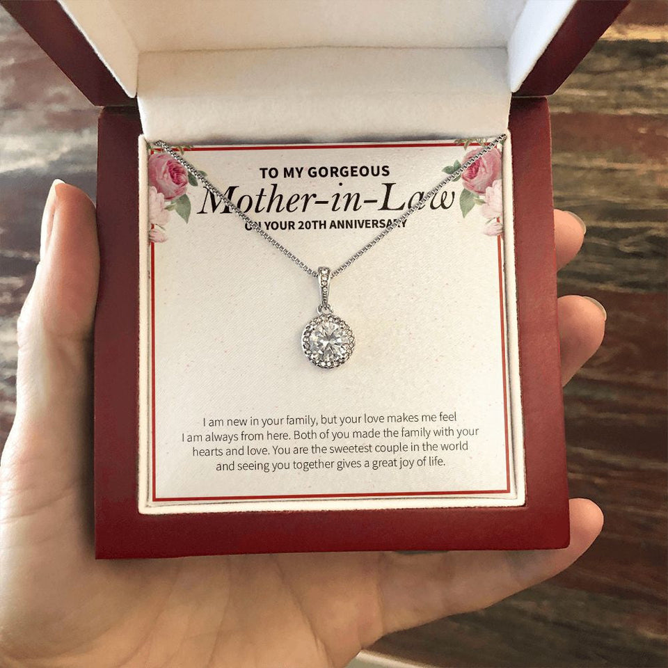 "Family With Heart and Joy" Gorgeous Mother In Law 20th Wedding Anniversary Necklace Gift From Daughter-In-Law Son-In-Law Eternal Hope Pendant Jewelry Box