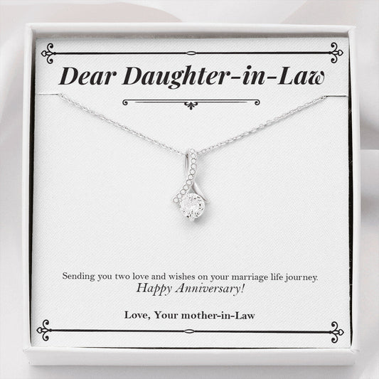"Married Life Journey" Daughter In Law Wedding Anniversary Necklace Gift From Mother-In-Law Father-In-Law Alluring Beauty Pendant Jewelry Box