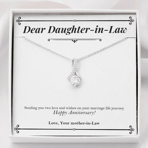 "Married Life Journey" Daughter In Law Wedding Anniversary Necklace Gift From Mother-In-Law Father-In-Law Alluring Beauty Pendant Jewelry Box