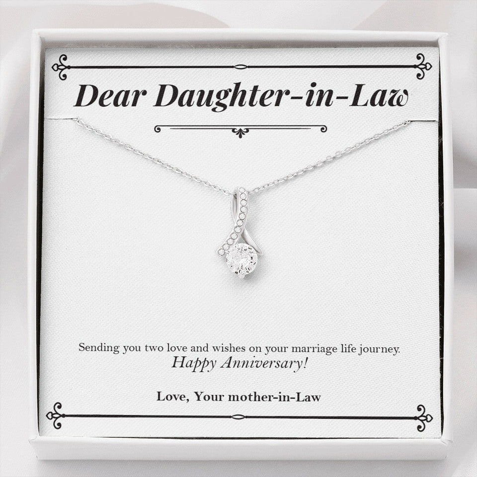 "Married Life Journey" Daughter In Law Wedding Anniversary Necklace Gift From Mother-In-Law Father-In-Law Alluring Beauty Pendant Jewelry Box