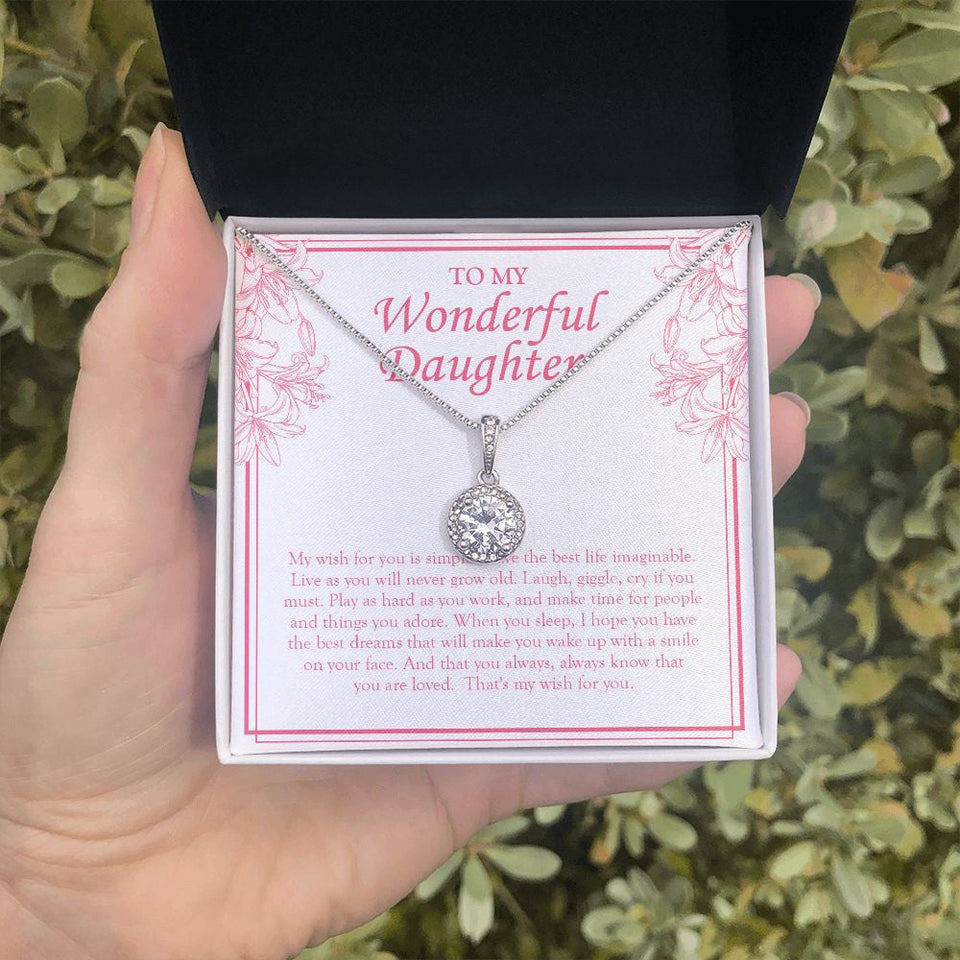 "A Smile On Your Face" Wonderful Daughter Necklace Gift From Mom Dad Eternal Hope Pendant Jewelry Box Birthday Graduation Wedding Christmas