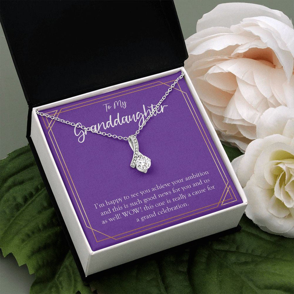 "Achieve Your Ambition" Granddaughter Job Promotion Necklace Gift From Grandma Grandson Alluring Beauty Pendant Jewelry Box