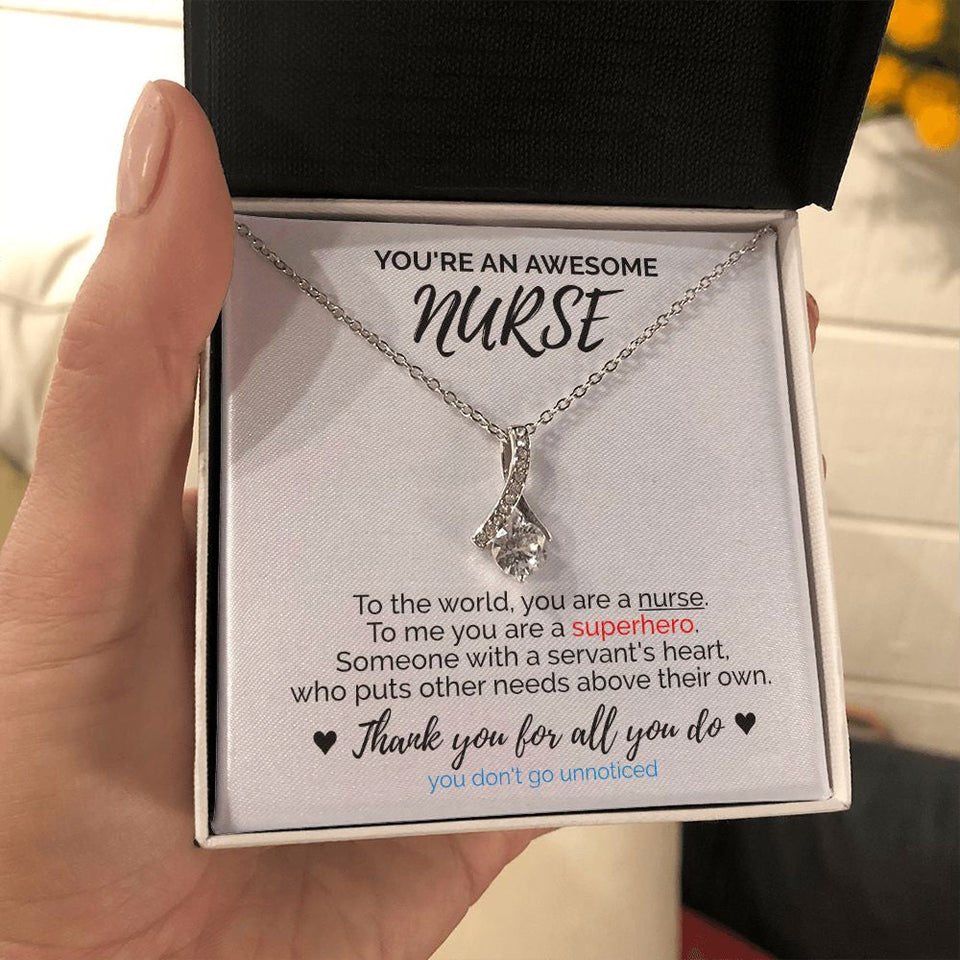 "You Are Superhero" Awesome Nurse Necklace Gift From Friend Parents Co-worker Alluring Beauty Pendant Jewelry Box Birthday Christmas Thanksgiving New Year