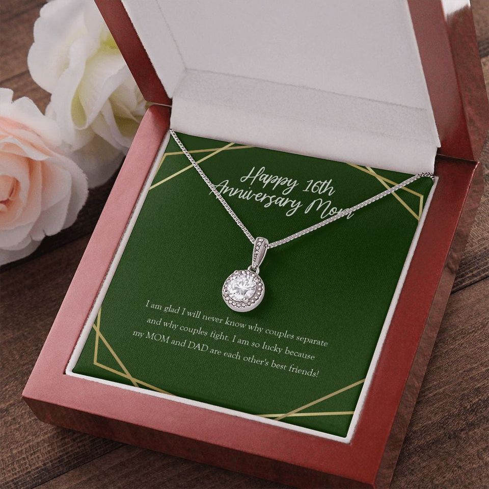 "Glad I Will Never Know" Mom 16th Wedding Anniversary Necklace Gift From Daughter Son Eternal Hope Pendant Jewelry Box