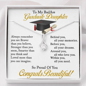 Graduation Necklace Gift - To My Daughter So Proud Of You - College, High School, Senior, Master Graduation Gift - Class of 2022 Alluring Beauty Necklace - LX035B