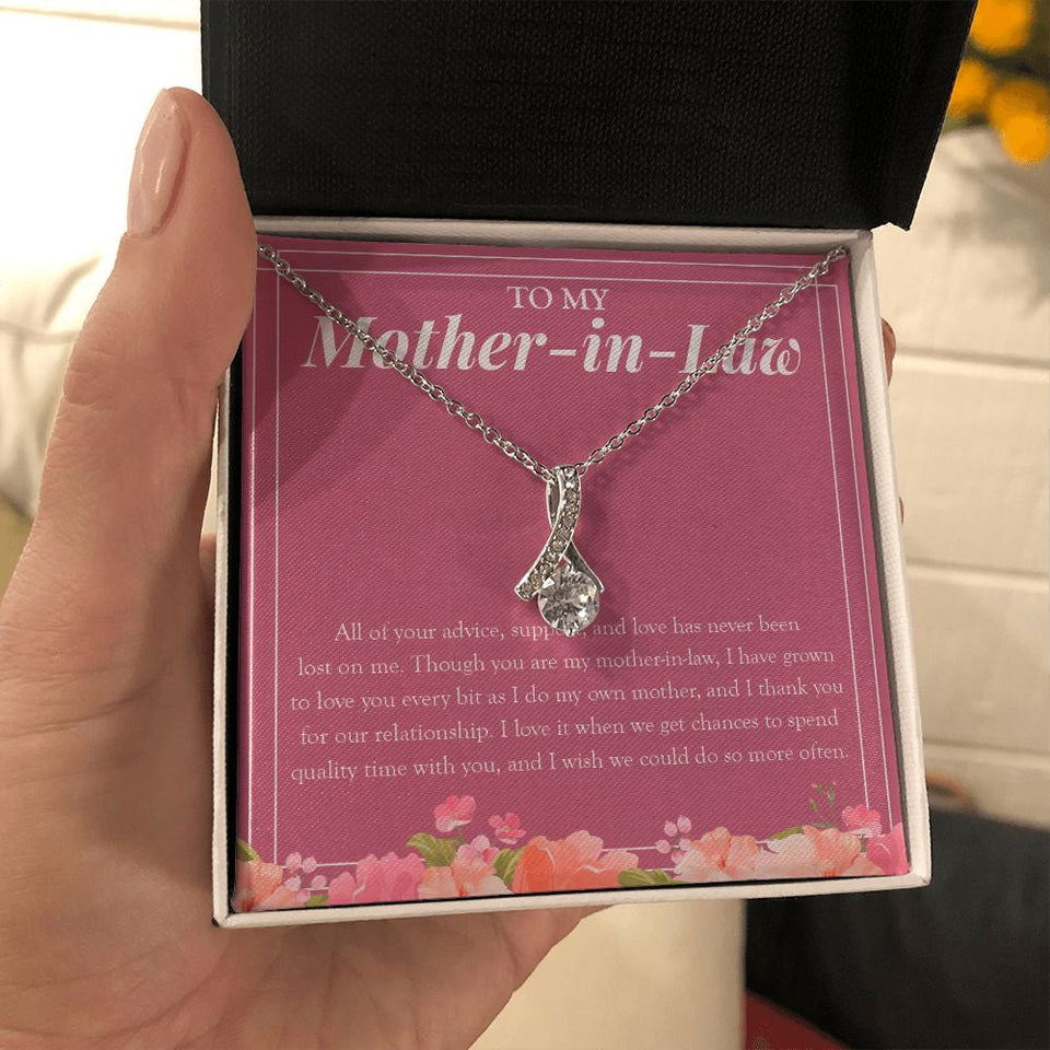 "Love You As My Own Mom" Mother In Law Necklace Gift From Daughter-In-Law Son-In-Law Alluring Beauty Pendant Jewelry Box Birthday Christmas Thanksgiving Anniversary