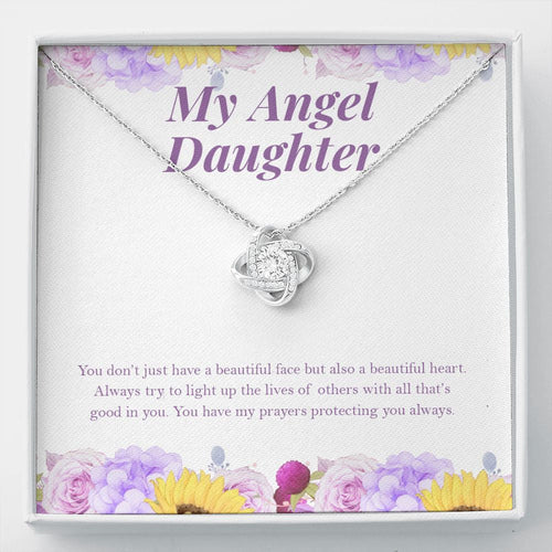 "Light Up The Lives" Angel Daughter Necklace Gift From Mom Dad Alluring Beauty Pendant Jewelry Box Birthday Christmas Graduation Valentines