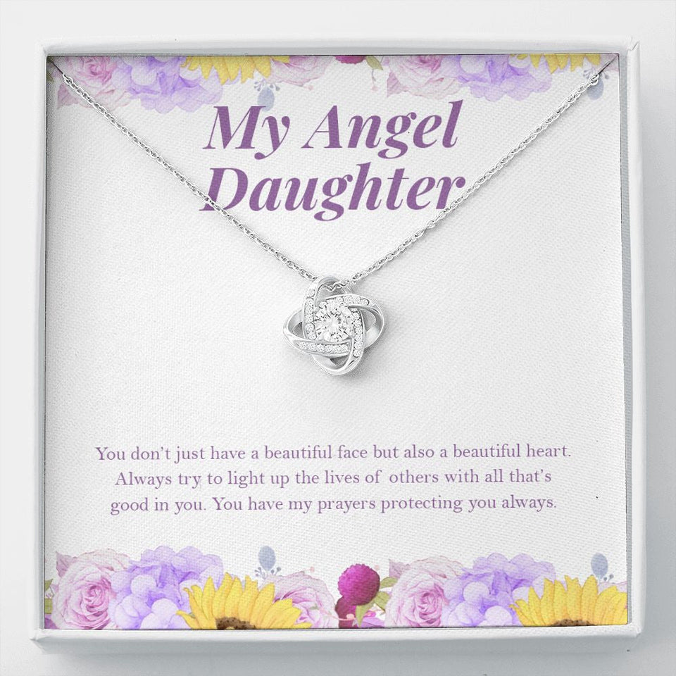 "Light Up The Lives" Angel Daughter Necklace Gift From Mom Dad Alluring Beauty Pendant Jewelry Box Birthday Christmas Graduation Valentines