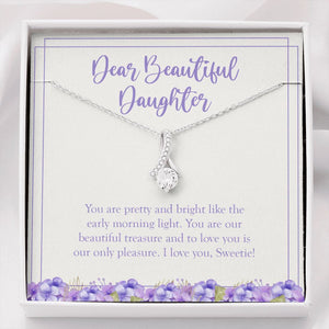 "Bright Like The Morning Light" Beautiful Daughter Necklace Gift From Mom Dad Alluring Beauty Pendant Jewelry Box Christmas Birthday Thanksgiving New Year