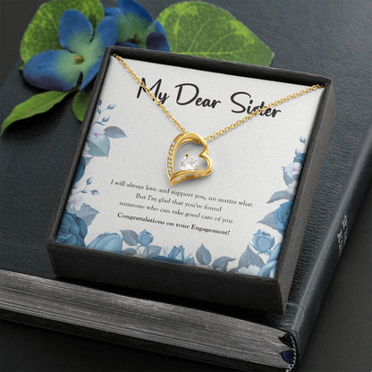 "Glad That You've Found" Sister Engagement Necklace Gift From Sis Brother Forever Love Pendant Jewelry Box