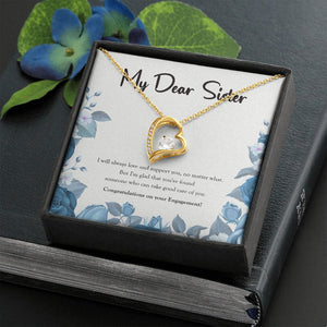 "Glad That You've Found" Sister Engagement Necklace Gift From Sis Brother Forever Love Pendant Jewelry Box