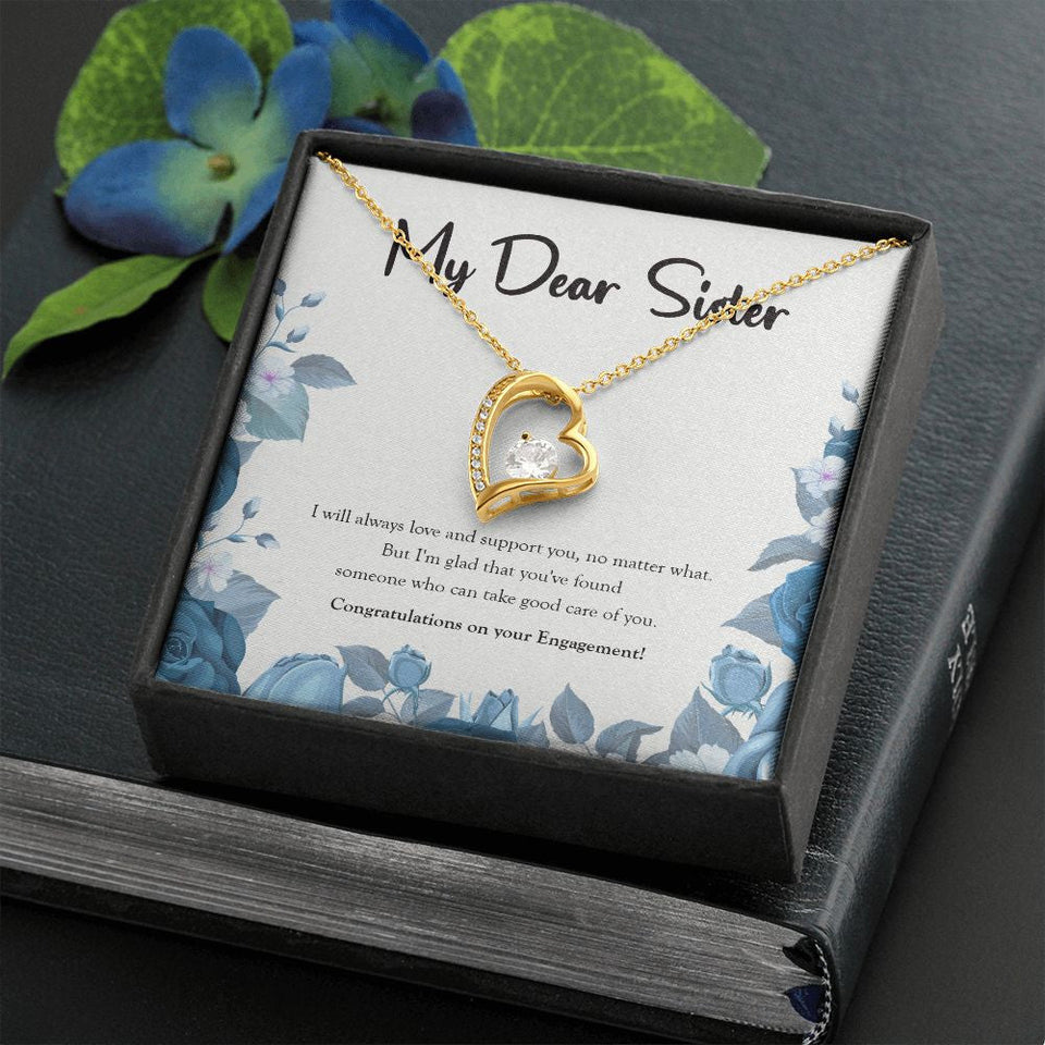 "Glad That You've Found" Sister Engagement Necklace Gift From Sis Brother Forever Love Pendant Jewelry Box