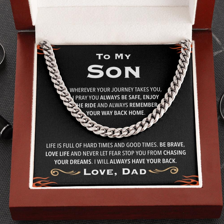 To My Son - I Will Always Have Your Back - Cuban Link Chain Necklace