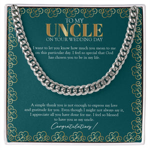 "God Has Chosen" Uncle Wedding Day Necklace Gift From Nephew Niece Cuban Link Chain Jewelry Box