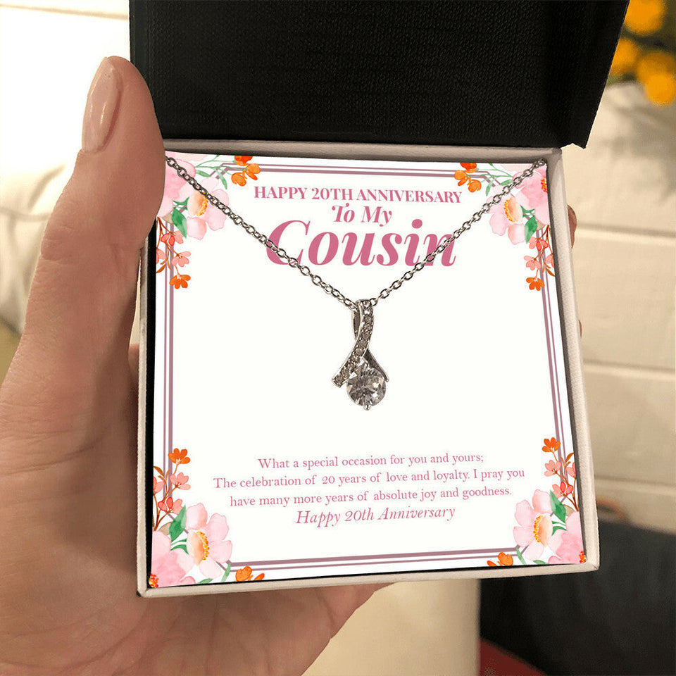 "Years Of Love And Loyalty" Cousin 20th Wedding Anniversary Necklace Gift Alluring Beauty Pendant Jewelry Box