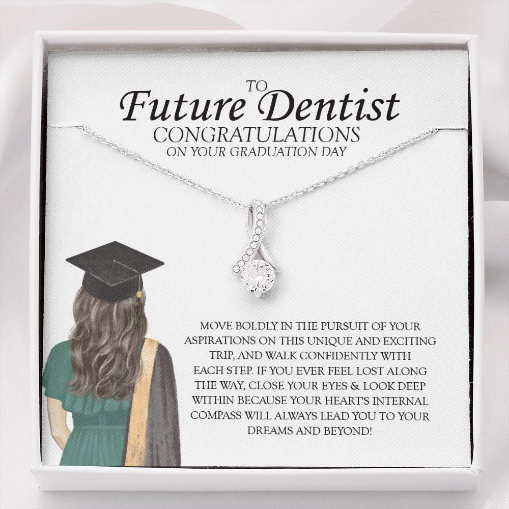 "Move Boldly" Future Dentist Graduation Necklace Gift From Mom Dad Grandpa Grandma Teacher Bestfriend Alluring Beauty Pendant Jewelry Box