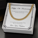 "Marriage Do Last" Dad 17th Wedding Anniversary Necklace Gift From Daughter Son Cuban Link Chain Jewelry Box
