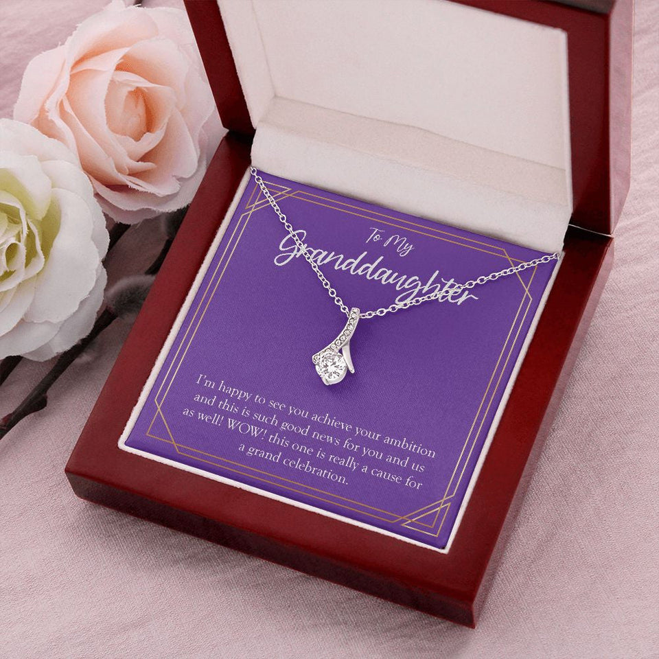 "Achieve Your Ambition" Granddaughter Job Promotion Necklace Gift From Grandma Grandson Alluring Beauty Pendant Jewelry Box