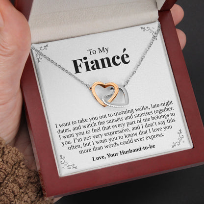 Interlocking Hearts Necklace- To My Fiance, Gift For Wife, For Birthday, Christmas, Mother's Day, Romatic Jewelry Gift