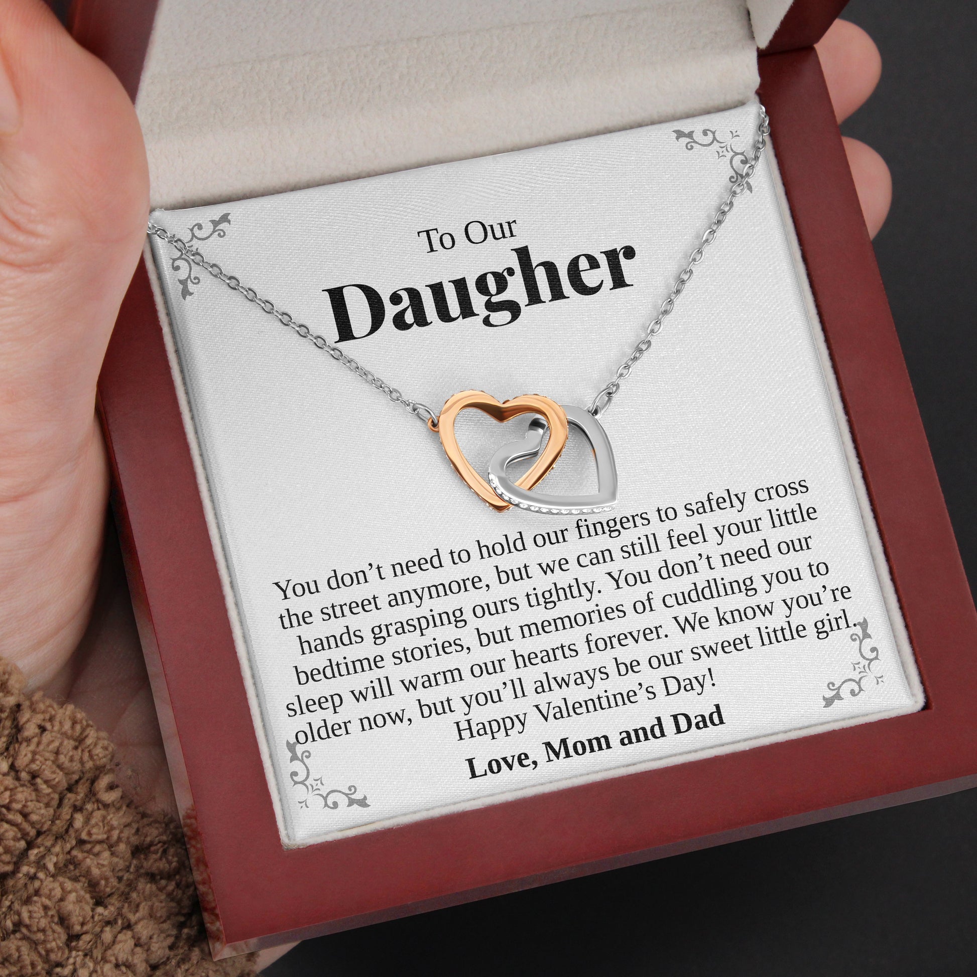 Interlocking Hearts Necklace- To Our Daughter, As Sweet As You Are, Gift For Daughter, For Birthday, Christmas, Mother's Day