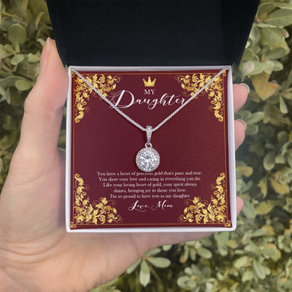 "Heart of Gold" Daughter Necklace Gift From Mom Eternal Hope Pendant Jewelry Box Birthday Christmas Valentines New Year