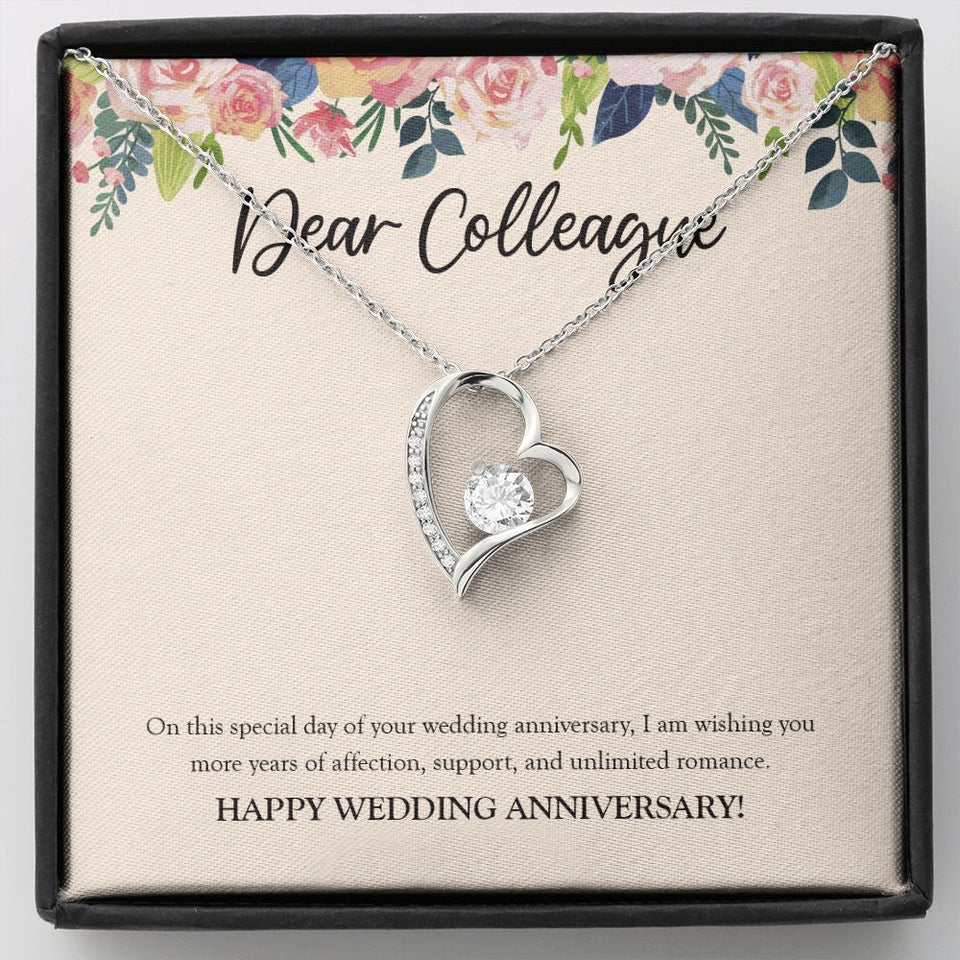 "More Years Of Affection" Colleague Wedding Anniversary Necklace Gift From Co-worker Forever Love Pendant Jewelry Box