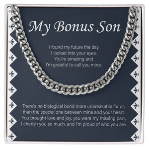 "My Future Days In Your Eyes" Bonus Son Necklace Gift From Mom Dad Cuban Link Chain Jewelry Box Birthday Graduation Christmas New Year