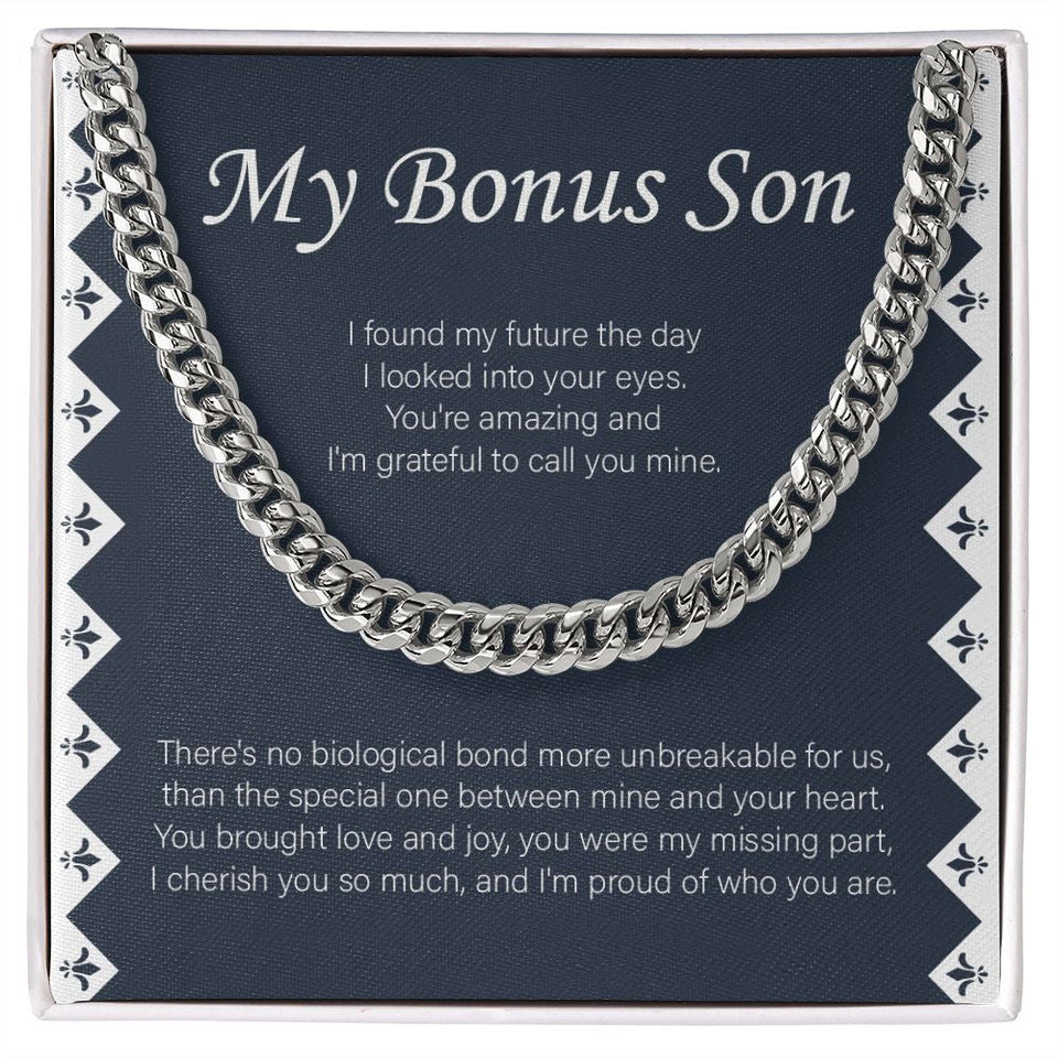 "My Future Days In Your Eyes" Bonus Son Necklace Gift From Mom Dad Cuban Link Chain Jewelry Box Birthday Graduation Christmas New Year