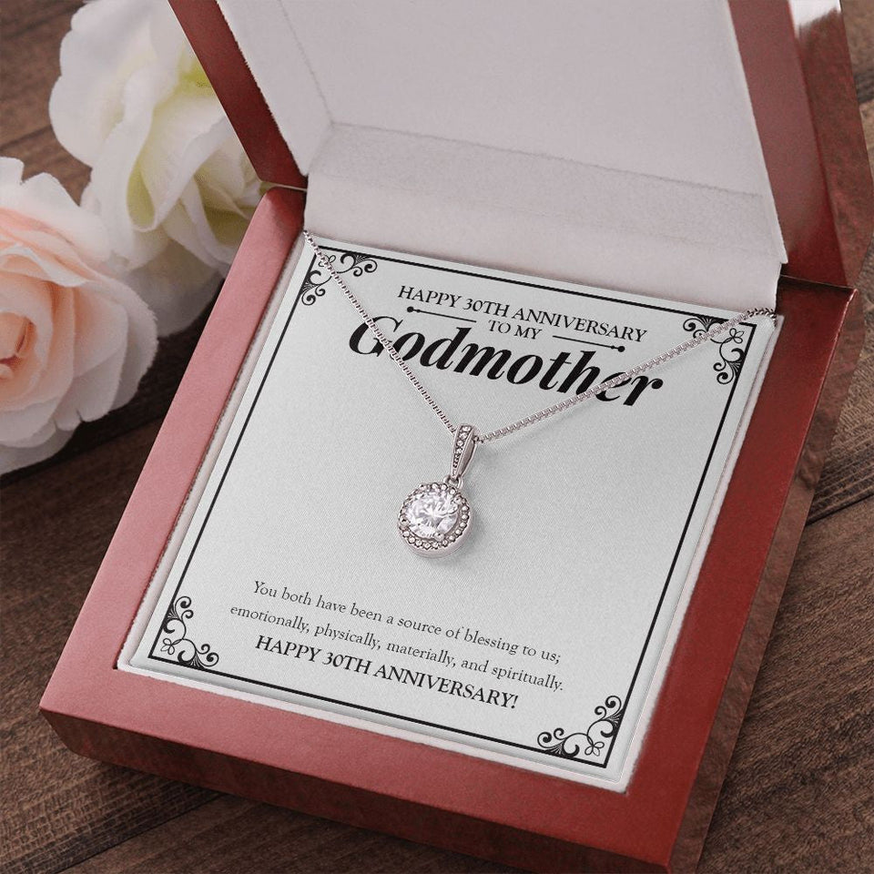 "Source Of Blessing To Us" Godmother 30th Wedding Anniversary Necklace Gift From Goddaughter Godson Eternal Hope Pendant Jewelry Box