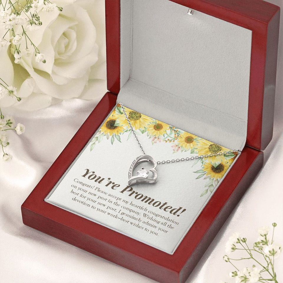 "Genuinely Admiring Your Devotion" Job Promotion Necklace Gift From Colleagues Co-workers Forever Love Pendant Jewelry Box