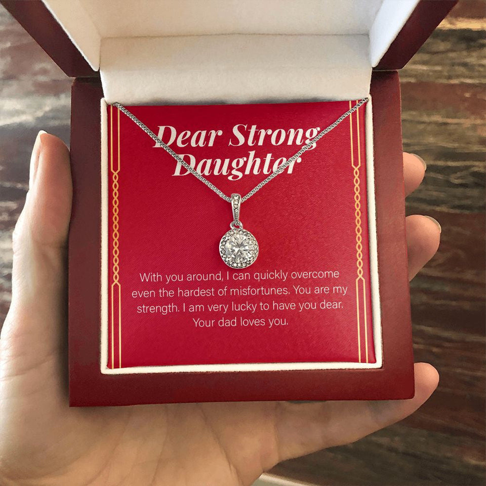 "You Are My Strength" Strong Daughter Necklace Gift From Mom Dad Eternal Hope Pendant Jewelry Box Birthday Christmas Wedding Graduation