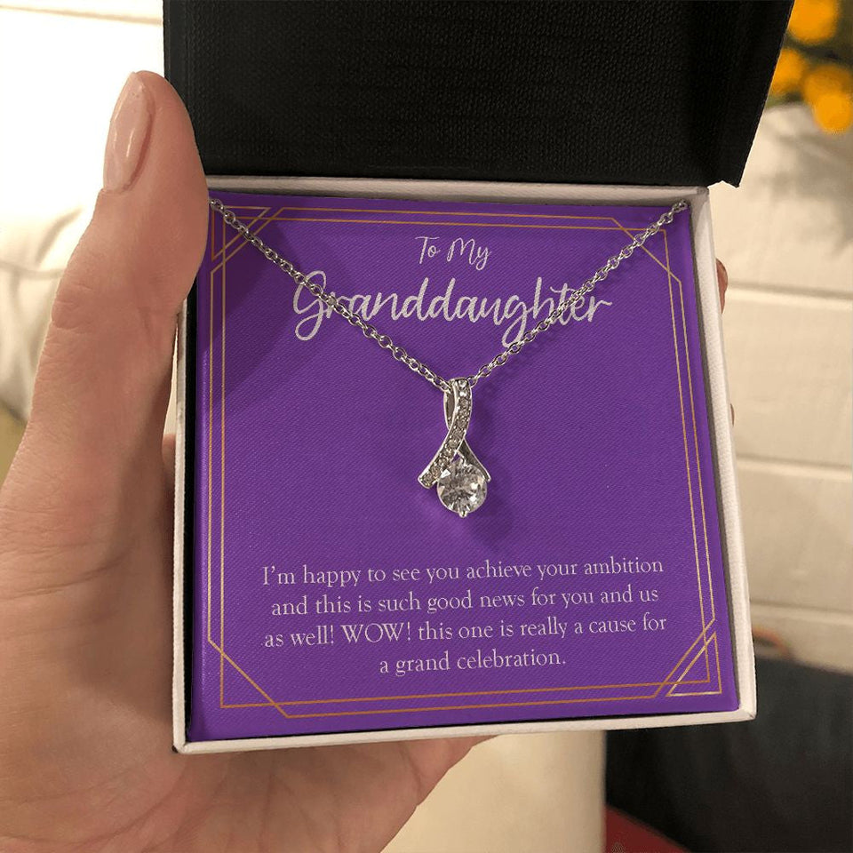 "Achieve Your Ambition" Granddaughter Job Promotion Necklace Gift From Grandma Grandson Alluring Beauty Pendant Jewelry Box