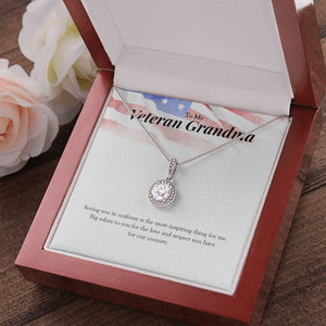 "Big Salute To You" Veteran Grandma Necklace Gift From Granddaughter Grandson Eternal Hope Pendant Jewelry Box Veterans Day Deployment Thanksgiving