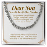 "Jumped Each Hurdle Confidently" Son Job Promotion Necklace Gift From Mom Dad Cuban Link Chain Jewelry Box